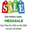 Rs. 250 off on Rs. 500 + ex...