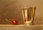 Mint Julep Cup with Cherry,  Oil on 5"x7" Linen Panel - Posted on Friday, March 20, 2015 by Carolina Elizabeth