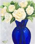 White Roses in Cobalt Blue Vase - Posted on Thursday, March 19, 2015 by Kim Peterson