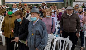 Holocaust survivors attend a Holocaust Remembrance Day ceremony in Haifa, last year.