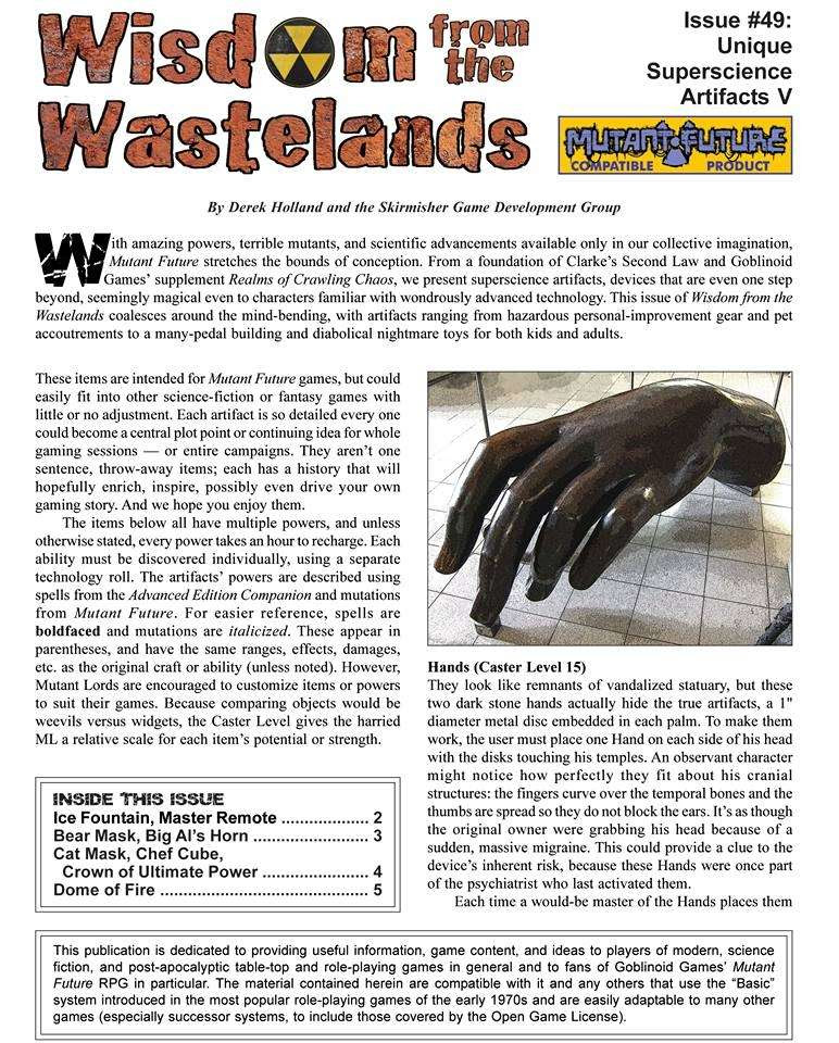 Wisdom from the Wastelands Issue #49: Unique Superscience 
Artifacts V