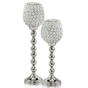 5&quot; x 5&quot; x 18&quot; Silver Crystal Tall Candleholder