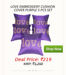 love embroidery cushion cover purple 5 pcs set