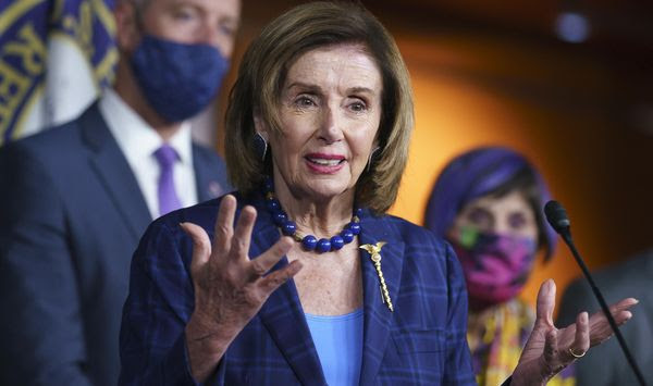 Speaker of the House Nancy Pelosi, D-Calif., and Democratic leaders discuss their legislative agenda, including voting rights, public health, and infrastructure, during a news conference at the Capitol in Washington, Friday, July 30, 2021. (AP Photo/J. Scott Applewhite) ** FILE **