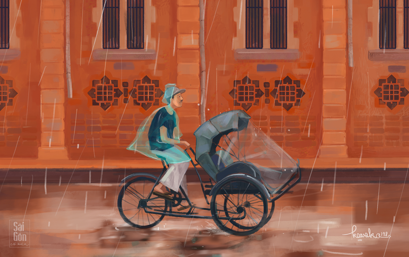 saigon rain vietnam ILLUSTRATION art creative