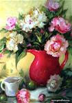 Holiday Pink Peonies and Amazing Things We Learned in Class Today - Flower Paintings by Nancy Medina - Posted on Saturday, December 13, 2014 by Nancy Medina