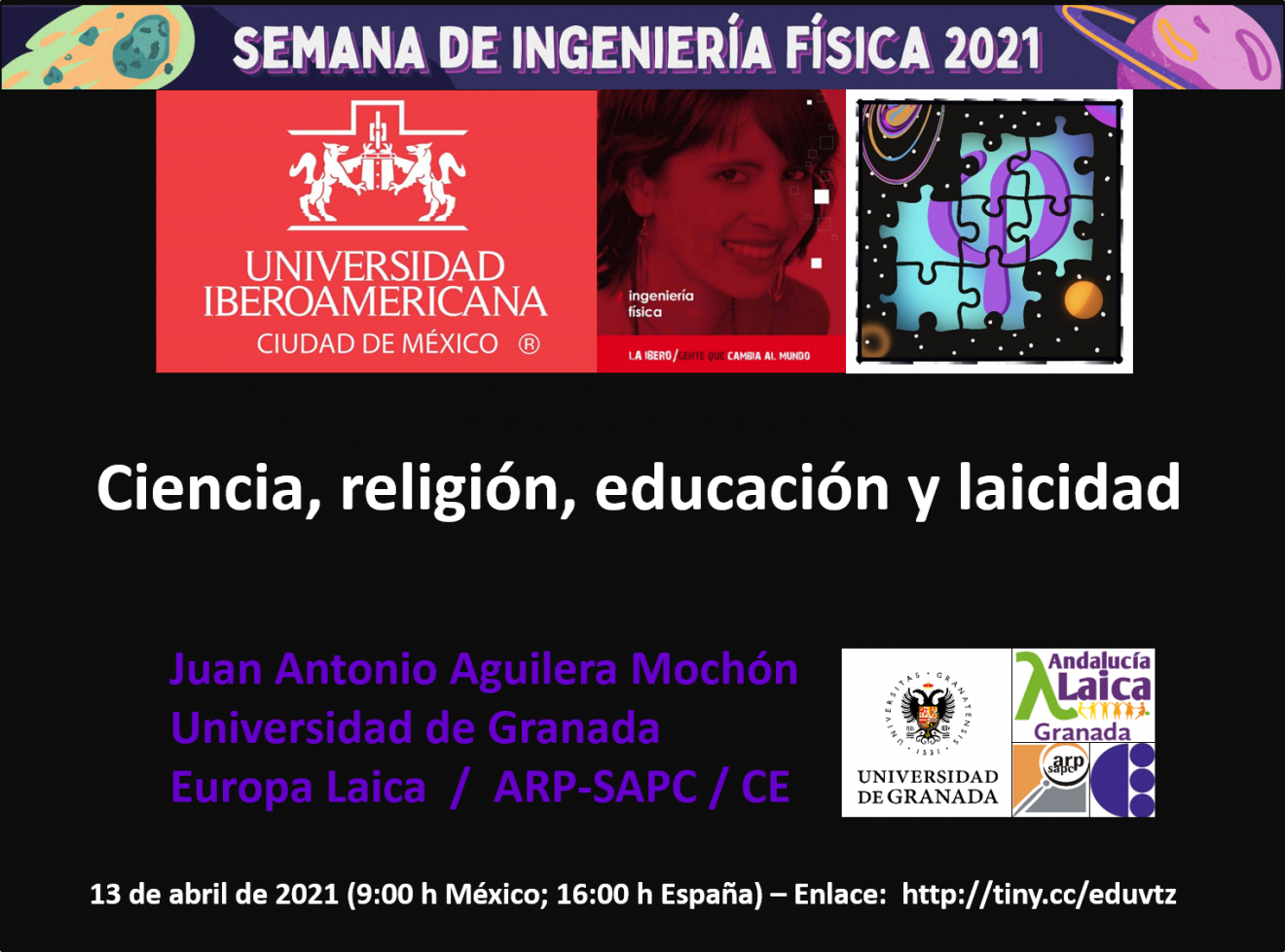 ＂Ciencia, religión, educación y laicidad＂, conferencia a cargo de JA Aguilera el próximo 13 de abril
