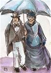 ACEO Victorian Couple Vintage Costumes Umbrella Illustration by Penny Lee StewArt - Posted on Saturday, April 4, 2015 by Penny Lee StewArt