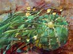 Barrel Cactus with Yellow Flowers - Day 6 , 30 in 30 Challenge - Posted on Wednesday, January 7, 2015 by Mary Maxam