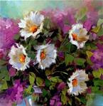 Pink Larkspur Daisy Duet - Flower Paintings by Nancy Medina - Posted on Sunday, November 23, 2014 by Nancy Medina