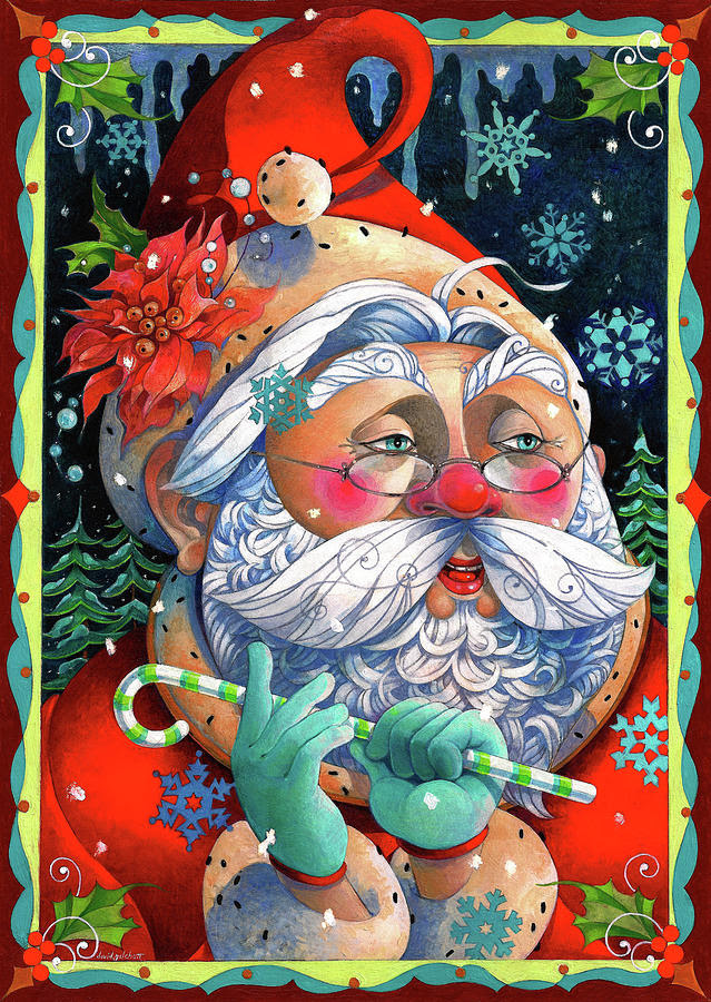 Santa Painting - Determining Naughty Or Nice by David Galchutt