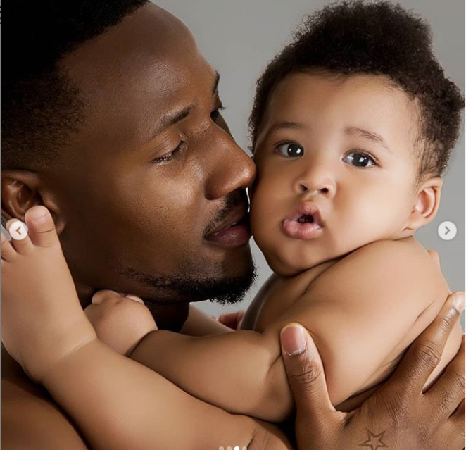 Nigerian father and his son steal the heart of many as they recreate old photo of Usher cradling his son?