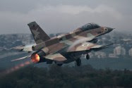 An F-16 fighter jet takes off from Ramat David air force base.