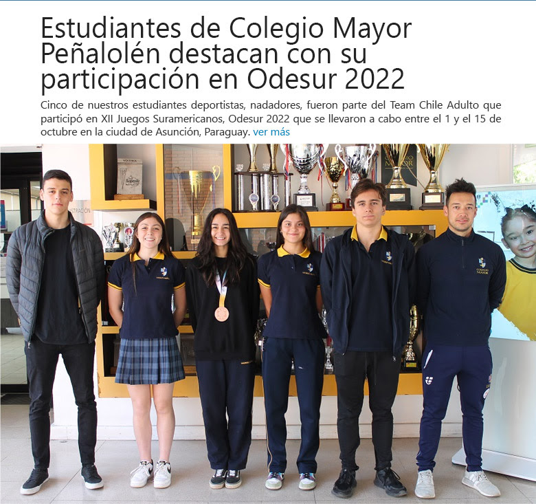 Estudiantes de Colegio Mayor Peñalolén destacan con su participación en Odesur 2022