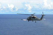 US Navy helicopter fires Hellfire Air Ground Missile at target during exercises. / Photo credit: Pentagon.