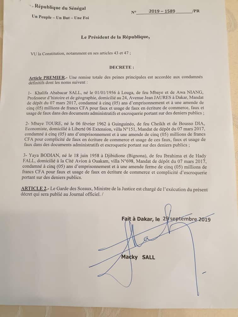 whatsapp image 2019 09 29 at 18.32.29 - Urgent : Khalifa Sall libéré par décret présidentiel