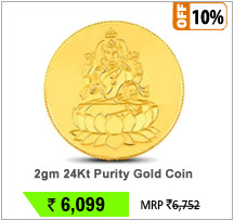 2gm 24Kt Purity 995 Fineness Lakshmi Gold Coin By CaratLane