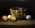 "Crackled Raku Bowl and Eggs" - Posted on Thursday, January 8, 2015 by Mary Ashley