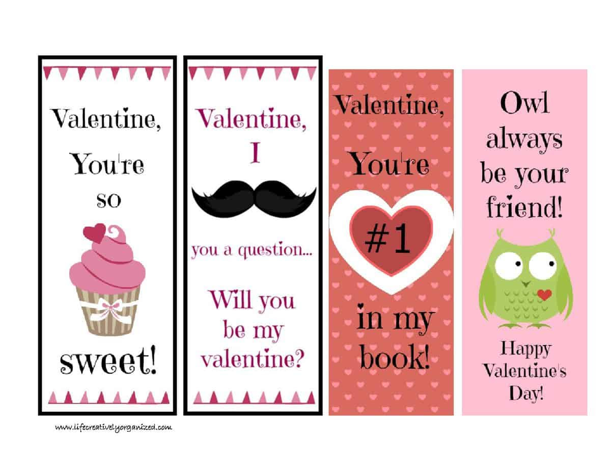 Valentine's Day bookmark printable