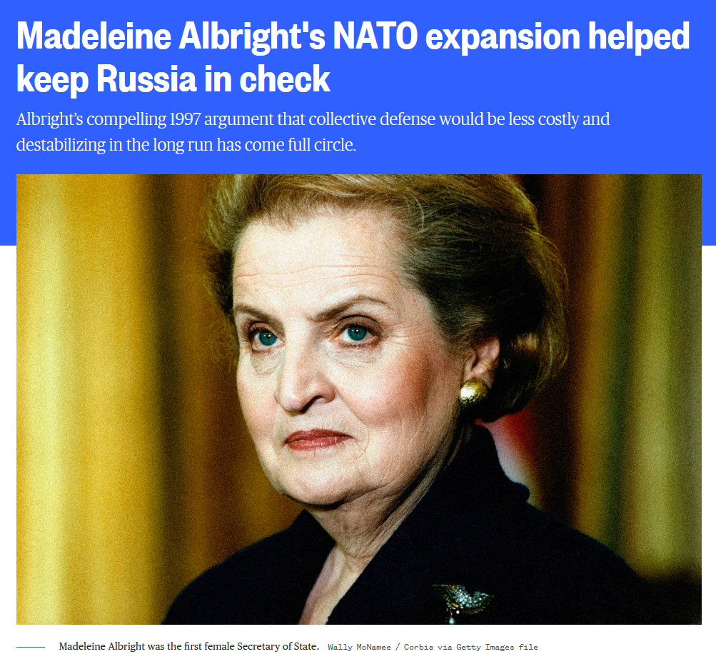MSNBC: Madeleine Albright'ın NATO genişlemesi Rusya'yı kontrol altında tutmaya yardımcı oldu