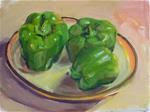 Three Green Peppers,still life,oil on board,9x12,price$450 - Posted on Monday, November 24, 2014 by Joy Olney