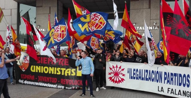 Imagen de la concentración de la ultraderecha en Barcelona./ EP