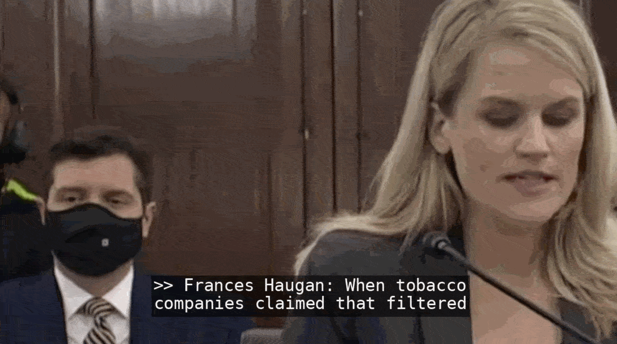 Frances explains how Facebook is more dangerous than tobacco firms.