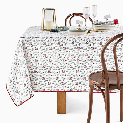 Toalha de mesa em algodão lavado, Winter berry