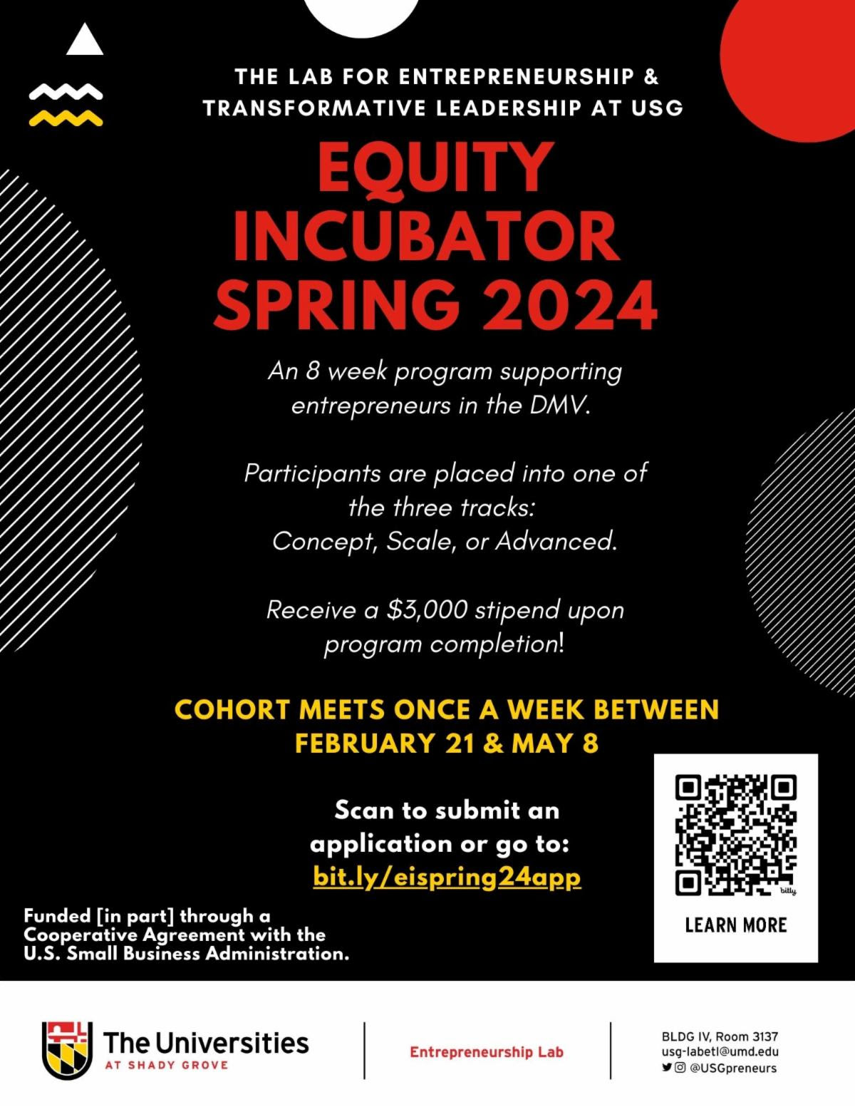 USG Equity Incubator Spring 2024 ApplicationEarnMoney! CCJSUSG News