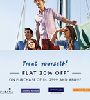 Flat 30% off on minimum purchase of Rs.2599 on selected styles 