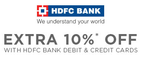 EXTRA 10% OFF with HDFC Bank Cards Max Discount (Rs.2,000)