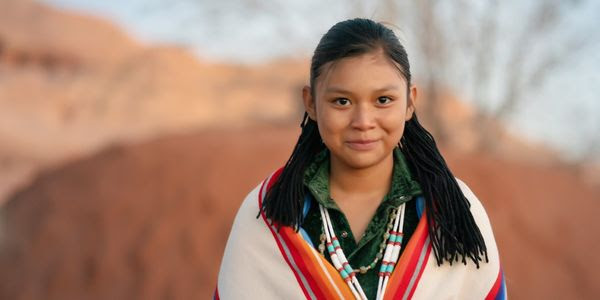 Young native girl in the desert