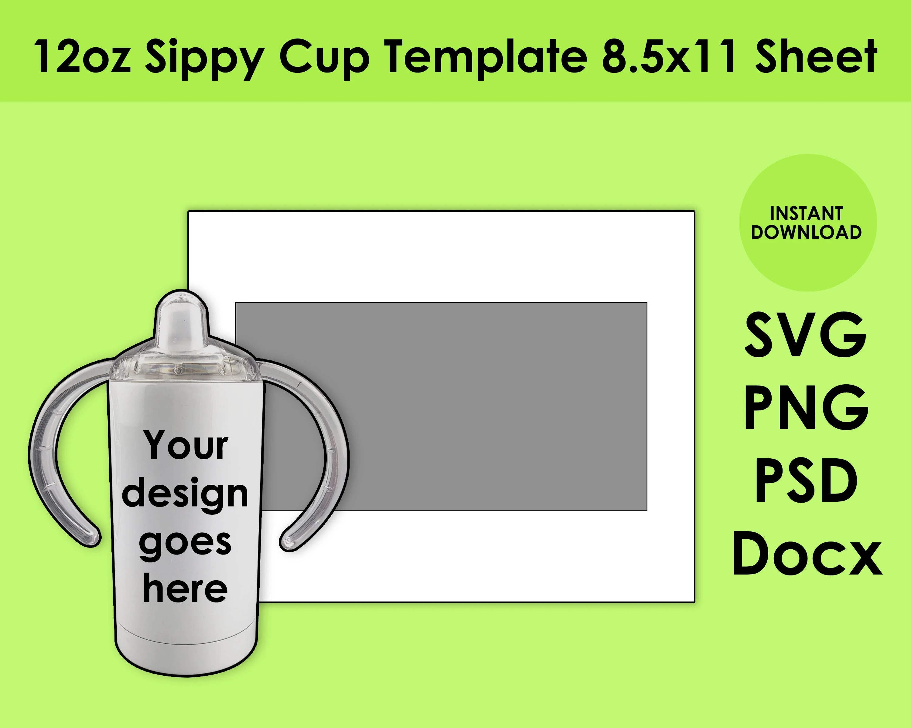 12oz Sippy Cup Template 8.5x11 Sheet SVG PNG PSD and Docx Etsy UK